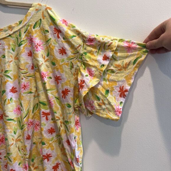 Crown & Ivy Women Plus Size 3X Floral Top Soft Spring Shirt Ruffle Sleeves - Picture 2 of 6